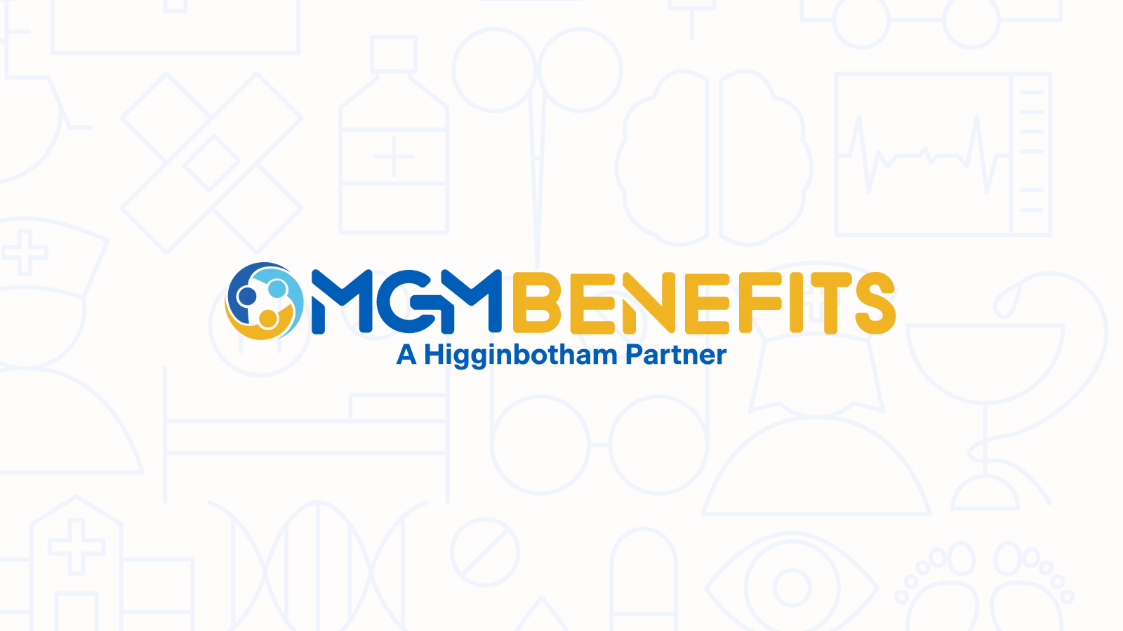 MGM Benefits logo with an illustrated background of medical imagery